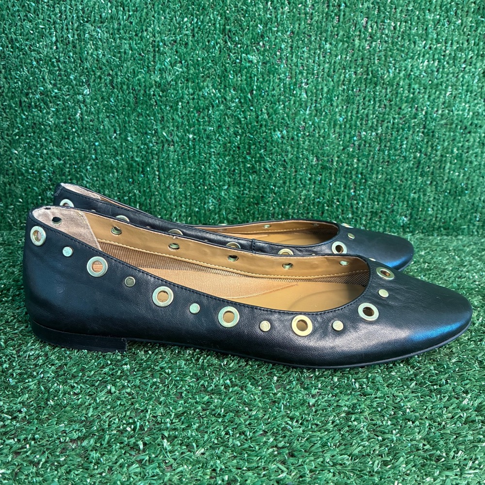 Aerosoles Martha Stewart Eyelet Grommet Studded Ballet Flats Black Womens Size 9